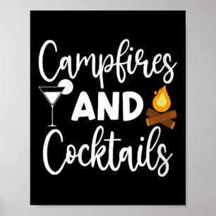 Poster Feux de camp de femmes et queues amateur de campin