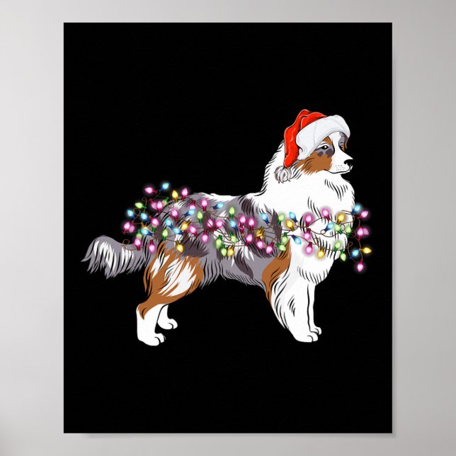 Poster Feux de Noël Berger Australien Chien mignonne (Devant)