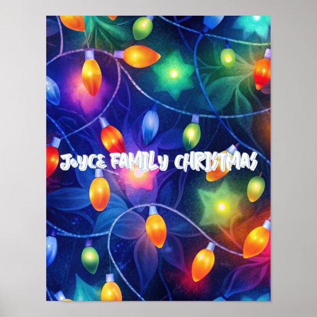 Poster Feux de Noël brillant Fêtes Whimsical Joyeux (Devant)