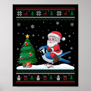 Poster Feux Noël Arbre Lumières Noël Père Noël Riding Ble