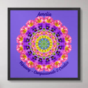 Poster Février Citation Fleur de naissance Enfants Nurser