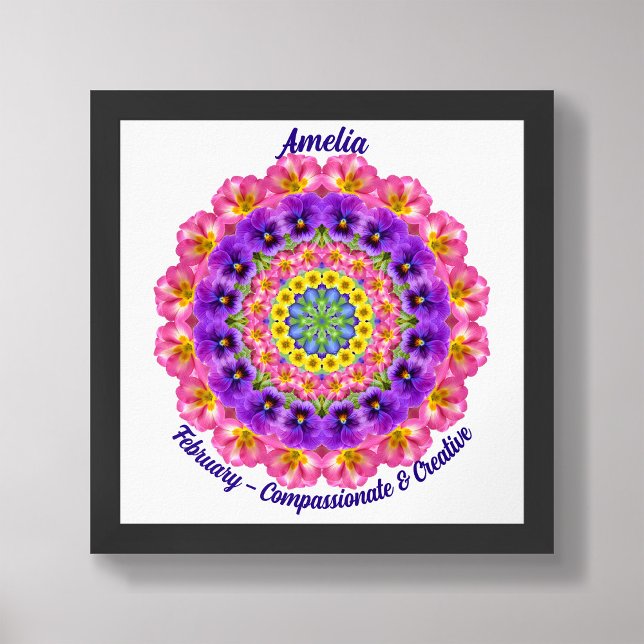 Poster Février Citation Fleur de naissance Enfants Nurser (Framed February Birth Month Flower Nursery Kids Poster)