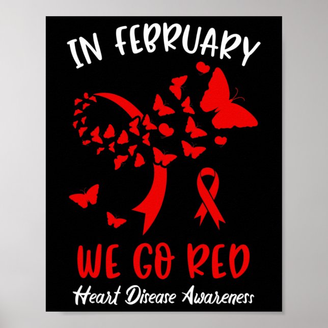 Poster Février Nous allons Red American Heart Disease Awa (Devant)