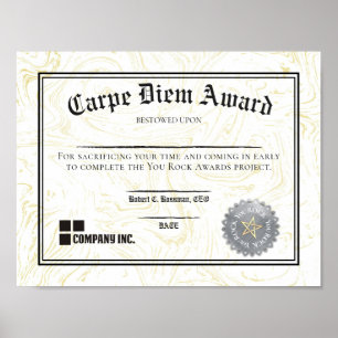 Poster Fiançailles d'employé qui obtient un certificat d'