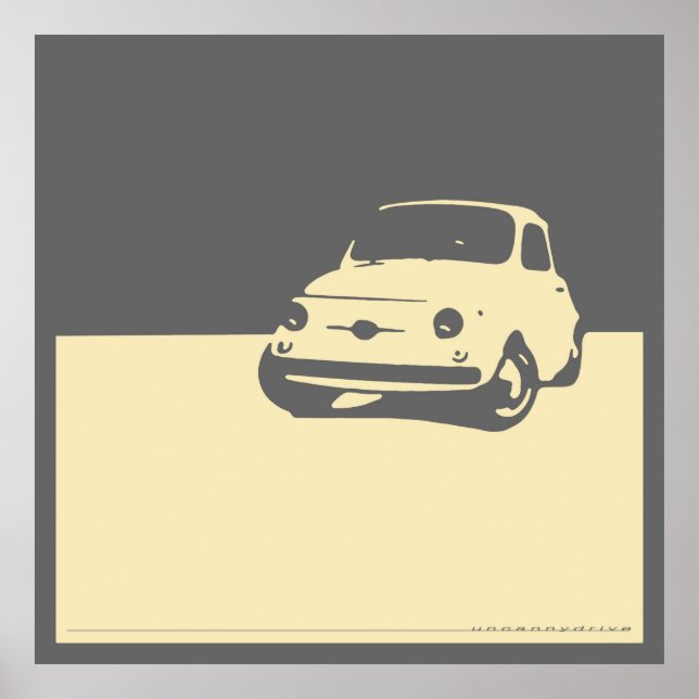 Poster Fiat 500, 1959 - Crème sur gris (Devant)