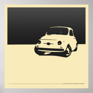 Poster Fiat 500, 1959 - noir de charbon de bois sur