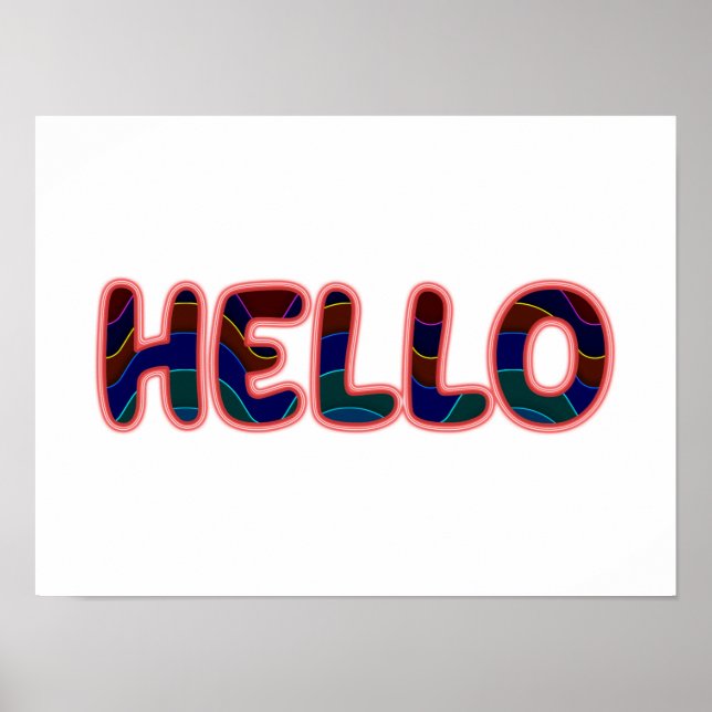 Poster Fiberoptic Neon Glow HELLO Salutation (Devant)