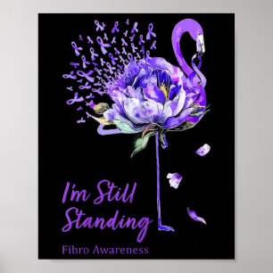 Poster Fibro Fibromyalgie De Ruban Violet Flamant rose Nn