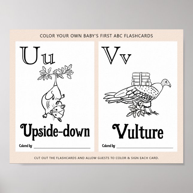 Poster Fiche d'activité de coloration Baby shower ABC (Devant)