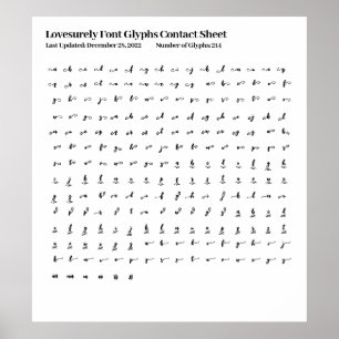 Poster Fiche de contact Font Glyphes