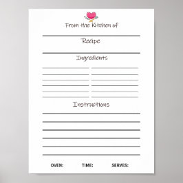Poster Fiche de recettes de téléchargement instantané ou