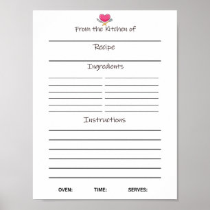 Poster Fiche de recettes de téléchargement instantané ou