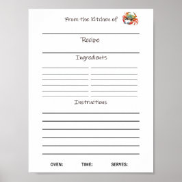 Poster Fiche de recettes de téléchargement instantané ou