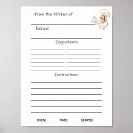 Poster Fiche de recettes de téléchargement instantané ou