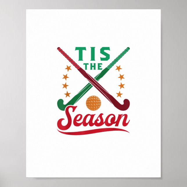 Poster Field Hockey Christmas Tis The Season Player Holid (Devant)