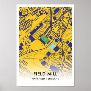 Poster Field Mill Stadium Map - Accueil du Mansfield Town