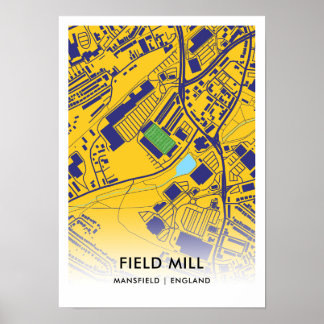 Poster Field Mill Stadium Map - Accueil du Mansfield Town