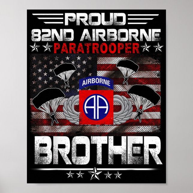 Poster Fier 82e Parachutiste aéroporté Drapeau américain  (Devant)