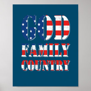 Poster Fier Américain US Drapeau Dieu Famille Pays