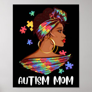 Poster Fier Autisme Maman Afro Puzzle Sensibilisation Cad