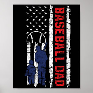 Poster Fier Baseball Papa American Flag Sports Père