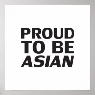 Poster Fier d'être asiatique, noir blanc