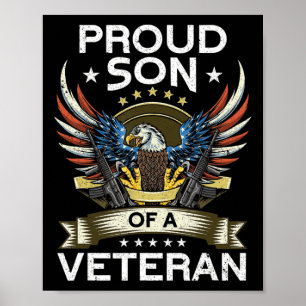 Poster Fier Fils D'Un Vétéran Américain Drapeau Fier Ve A