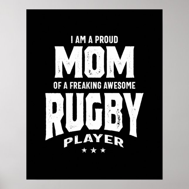 Poster Fier Maman D'Un Super Joueur De Rugby (Devant)