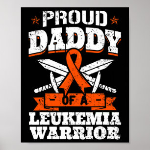 Poster Fier papa d'un guerrier contre la leucémie Ruban d