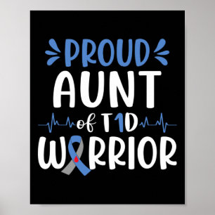 Poster Fier Tante De T1D Guerrier Sensibilisation au diab