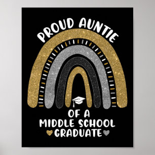 Poster Fier Tante D'Un Diplômé Du Secondaire Arc-En-Ciel
