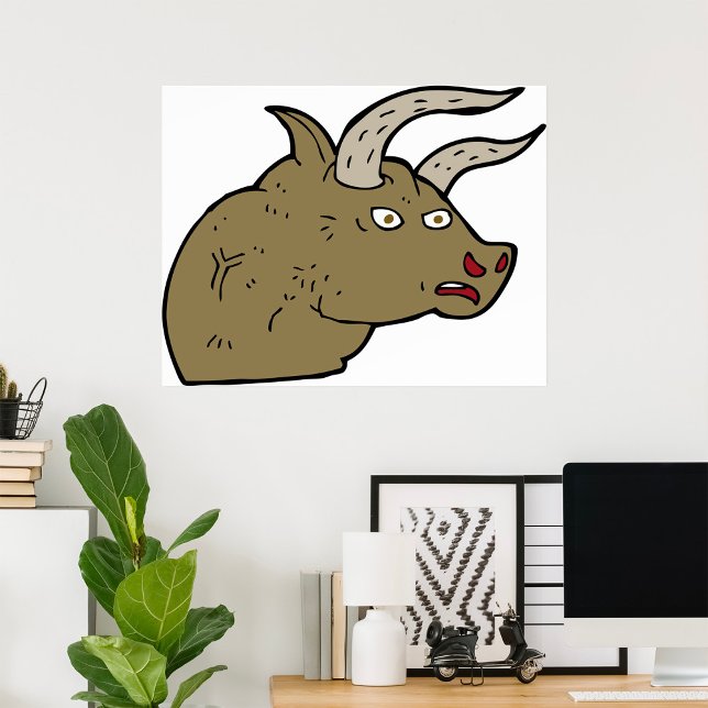 Poster Fierce Angry Bull Head Rustic Wild Animal (Créateur téléchargé)