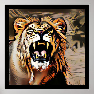 Poster Fierce Majestic Lion - Roi Des Bêtes