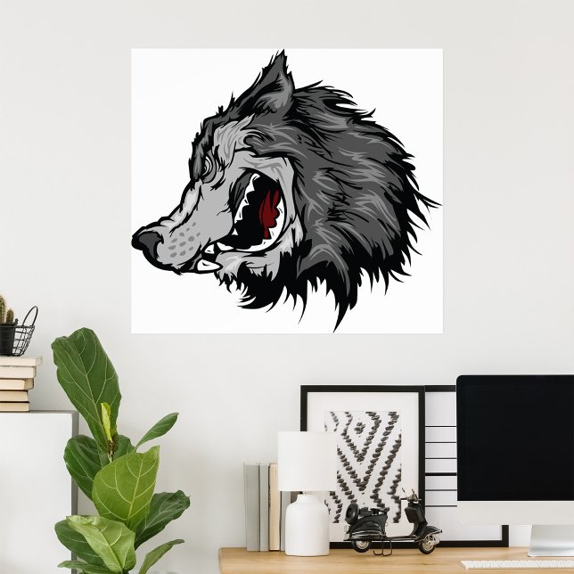 Poster Fierce Wolf Head Bold Wild Animal (Créateur téléchargé)