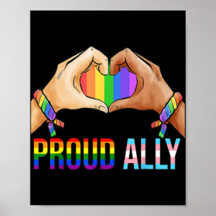 Poster Fière Ally Pride LGBT Drapeau Transgenre Coeur Gay