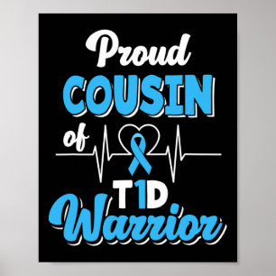 Poster Fière Cousine D'Un Guerrier T1D Diabète Diabétique