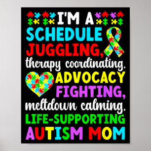 Poster Fière définition de maman autiste guerrière de l'a