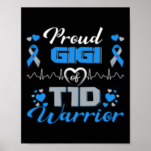 Poster Fière Gigi De T1D Guerrier Type 1 Décernés Au Diab