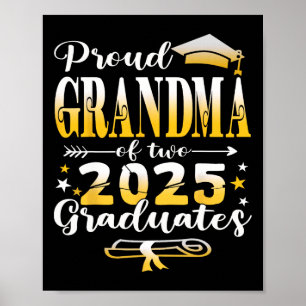 Poster Fière Grand-Mère De Deux 2025 Diplômés Twins Gradu