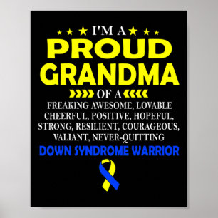 Poster Fière Grand-Mère Du Guerrier Du Syndrome De Down T