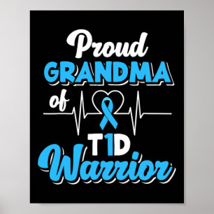 Poster Fière grand-mère d'un guerrier T1d diabétique Diab