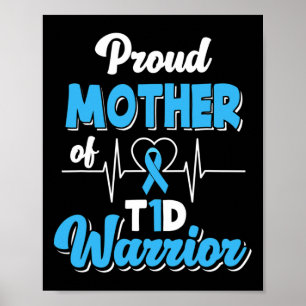 Poster Fière Mère D'Un Guerrier T1D Diabète Diabétique Ma