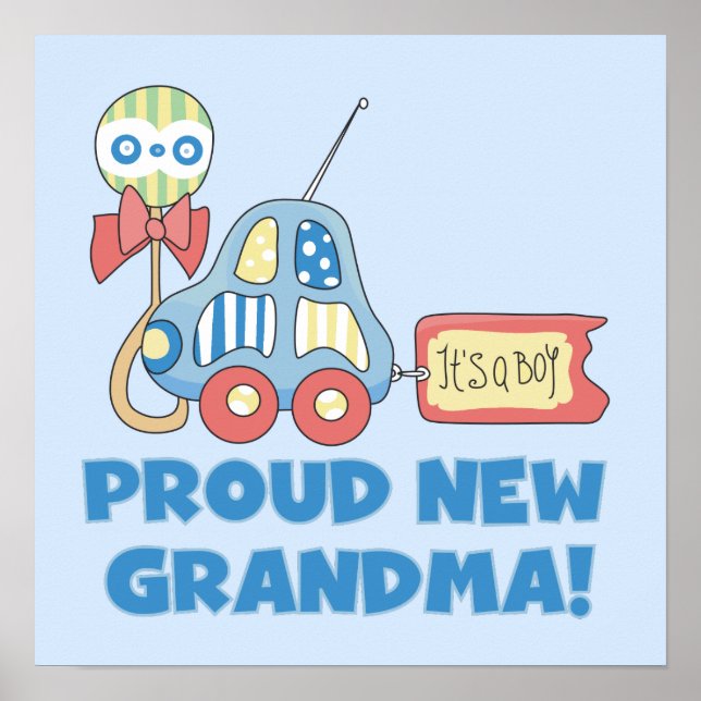 Poster Fière nouvelle grand-mère C'est un garçon cadeaux (Devant)