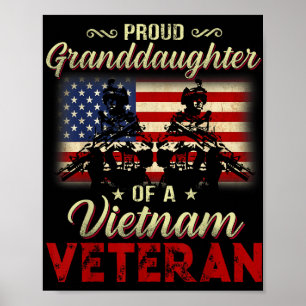 Poster Fière Petite-Fille D'Un Grand-Père Vétéran Du Viet