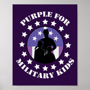 Poster Fière Violet Pour Les Enfants Militaires Patriotiq