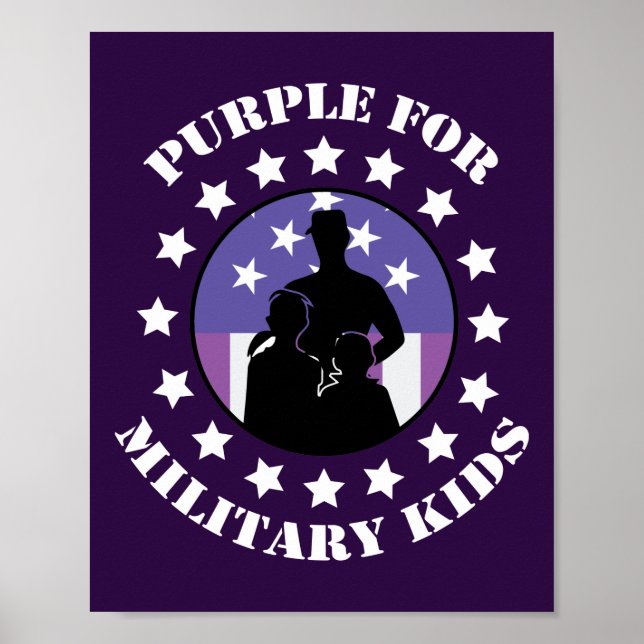 Poster Fière Violet Pour Les Enfants Militaires Patriotiq (Devant)