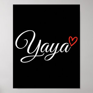 Poster Fière Yaya Grand-mère grecque Cœur rouge