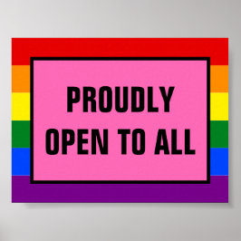 Poster Fièrement ouvert à tous les clients LGBT Rainbow P