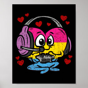 Poster Fierté cardiaque de Gamer Panual Lgbt-q Jeux vidéo