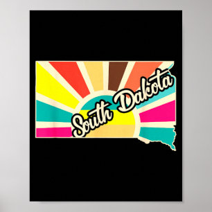 Poster Fierté du Dakota du Sud, design rétro de l'État, c